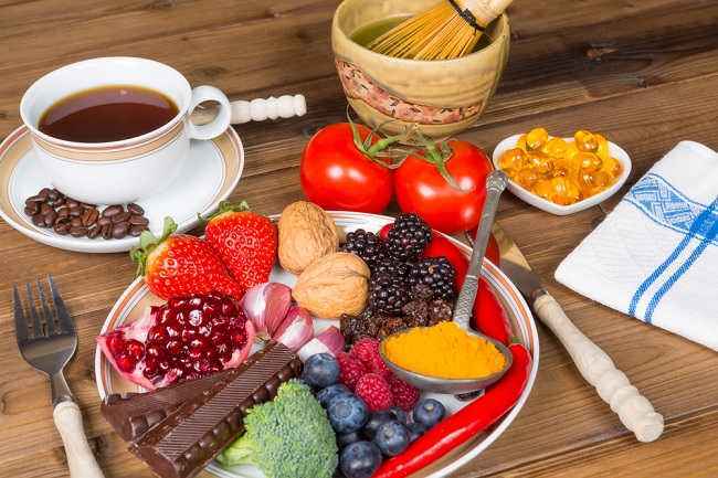Sommige voedingsmiddelen met veel antioxidanten en soorten